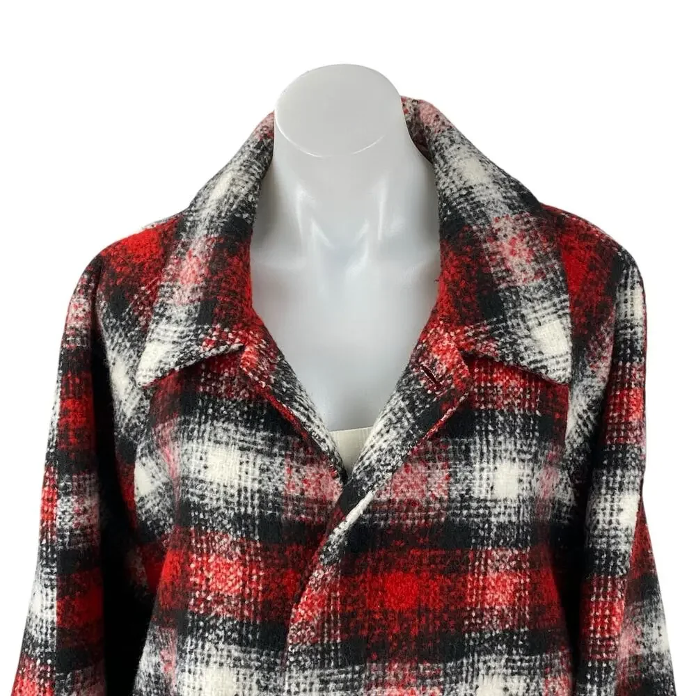 Boohoo MAN Womens Plaid Check Long Sleeve Button Up Shacket Over Coat Jacket 3XL
